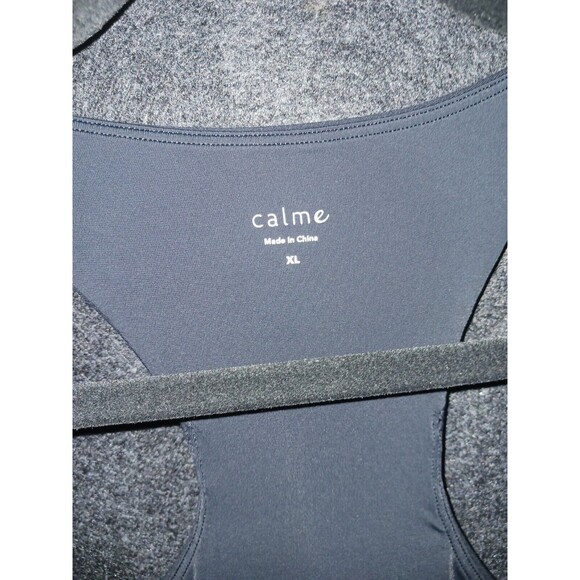 Calme Endurance Scoop Neck Sports Bra Racerback XL Size Extra Large Black 100289 - Picture 2 of 8